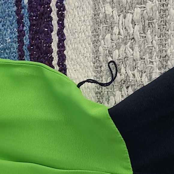 Vintage J.S.J. Petites Jumpsuit Size 10P Vibrant Green and Navy 80s Neon - Picture 10 of 10